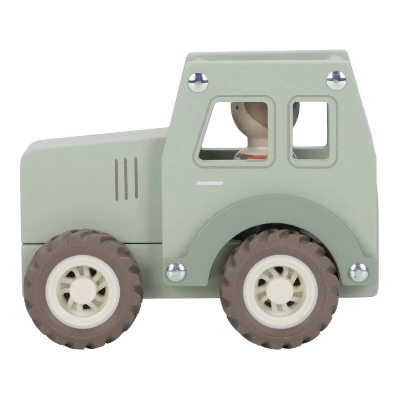 Tracteur en bois avec figurine – jouet ferme 18 mois