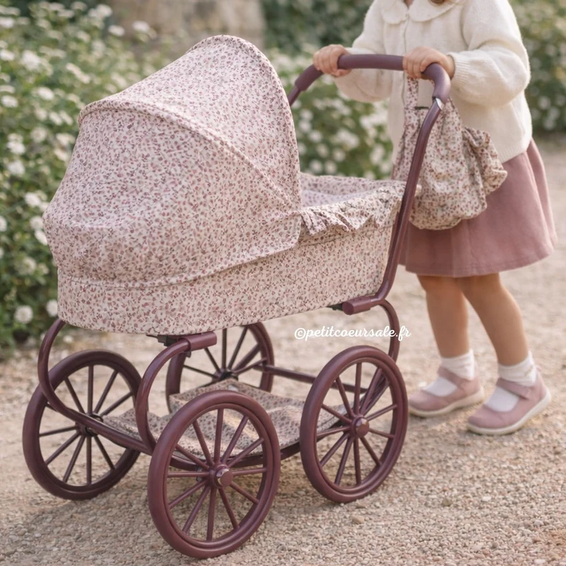 Poussette landeau poupée vintage grandes roues – Cherry Fleurs