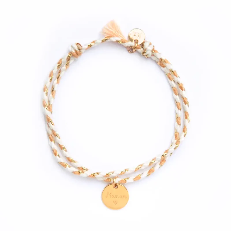 Bracelet tressé Médaille Maman