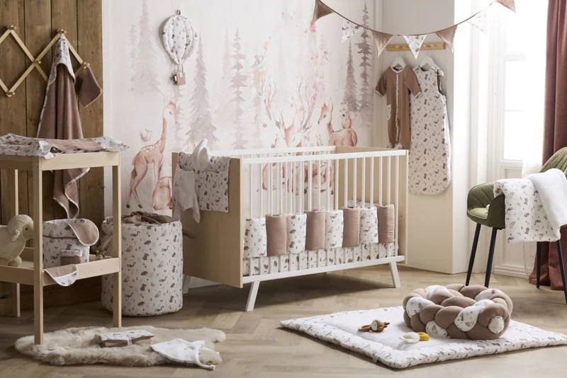Housse matelas à langer 60x80 – Cosy Forest clairière mocha