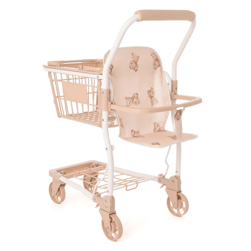 Chariot de courses enfant beige – Jouet imitation motif ours