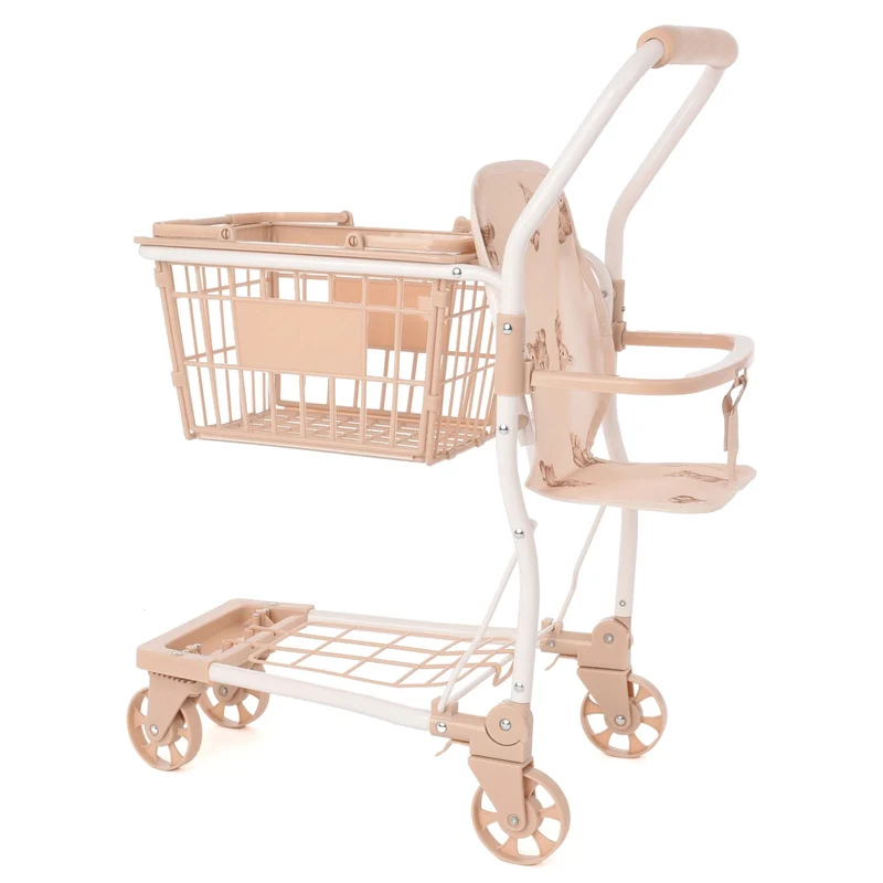 Chariot de courses enfant beige – Jouet imitation motif ours