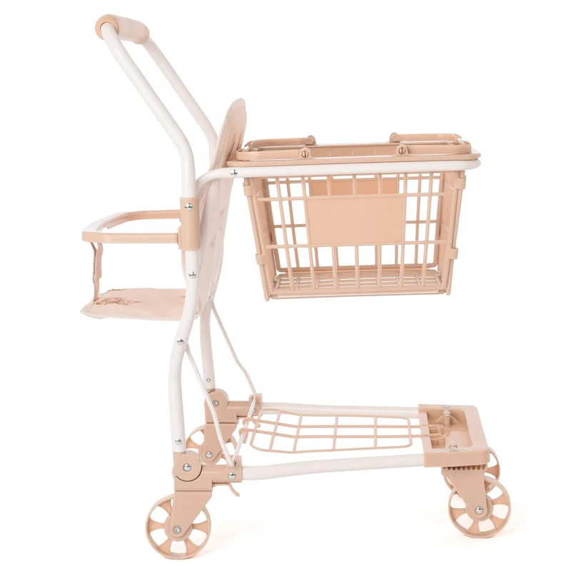 Chariot de courses enfant beige – Jouet imitation motif ours