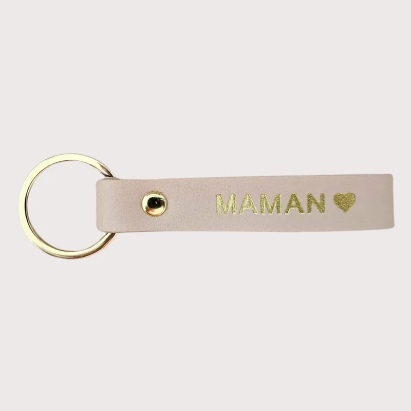 Porte clé cuir maman nude