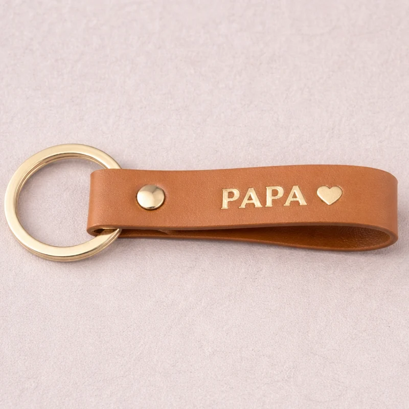 Porte clé cuir papa camel