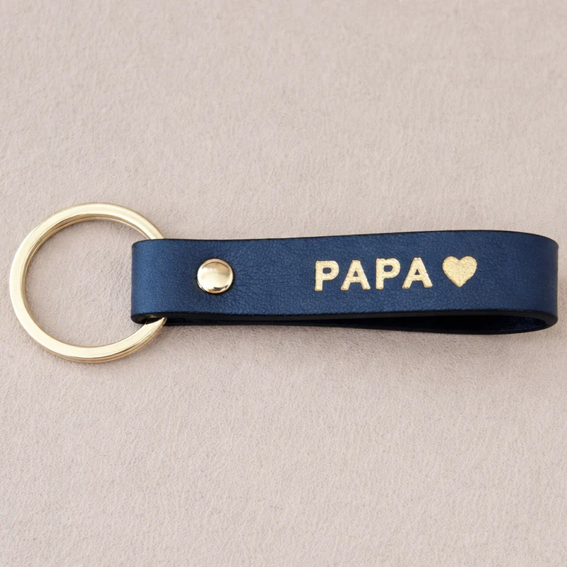 Porte clé cuir papa bleu marine