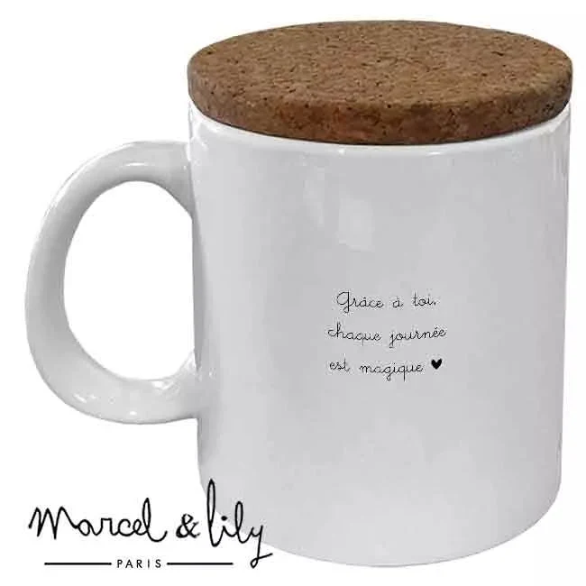 Mug "Pause café de ma nounou" avec son couvercle en liège