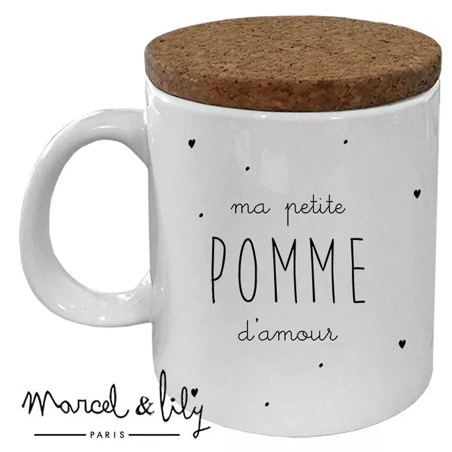 Mug "Ma petite pomme d'amour" avec son couvercle en liège