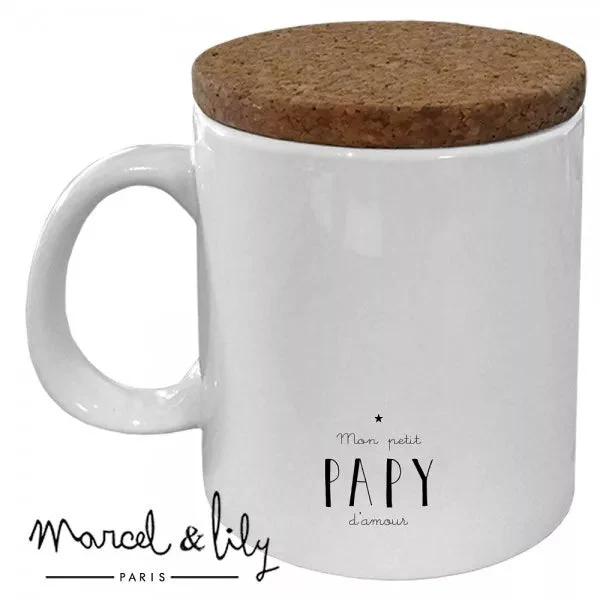 Mug "Mon petit papy chéri" avec son couvercle en liège