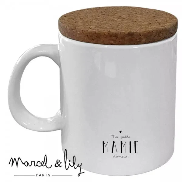 Mug Ma petite mamie chérie avec son couvercle en liège