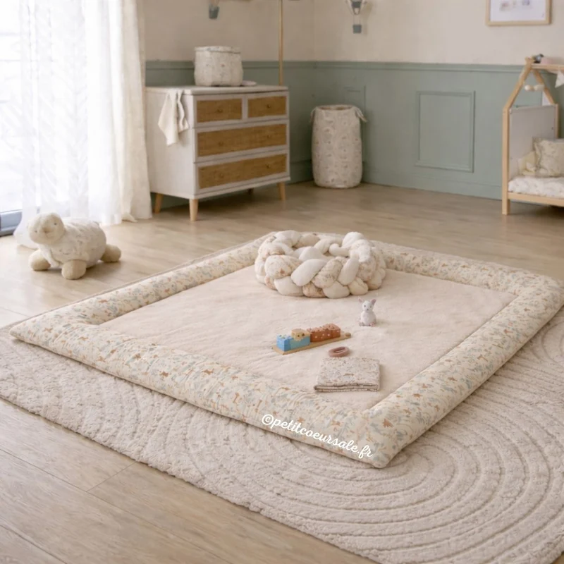 Tapis de parc bébé réversible 100x100 cm – Jardin enchanté