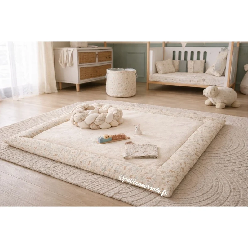 Tapis de parc bébé réversible 100x100 cm – Jardin enchanté