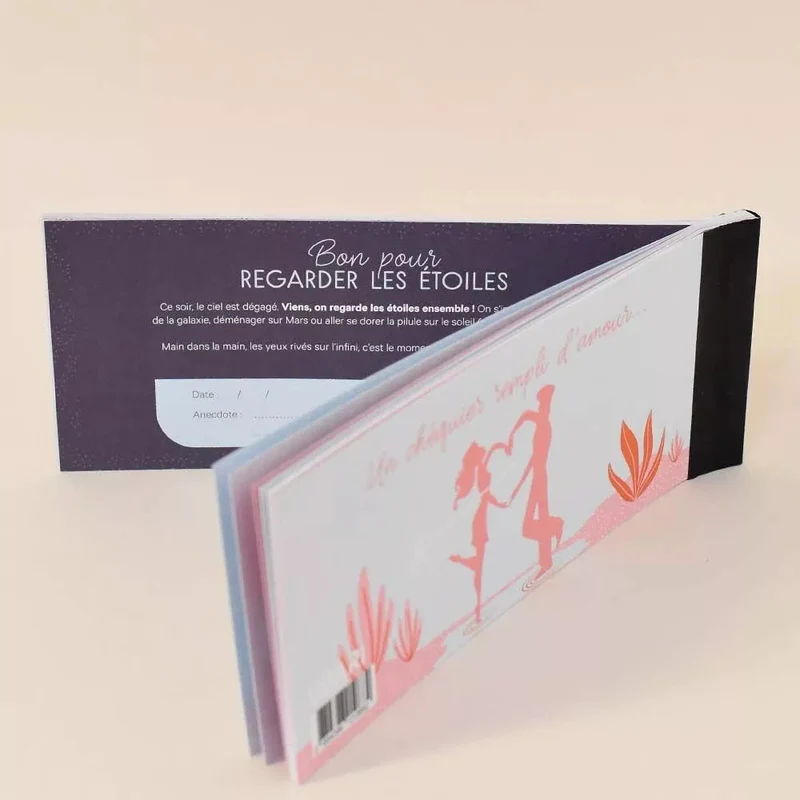 Carnet de Bons Chéquier Romantique Petits Moments à Deux