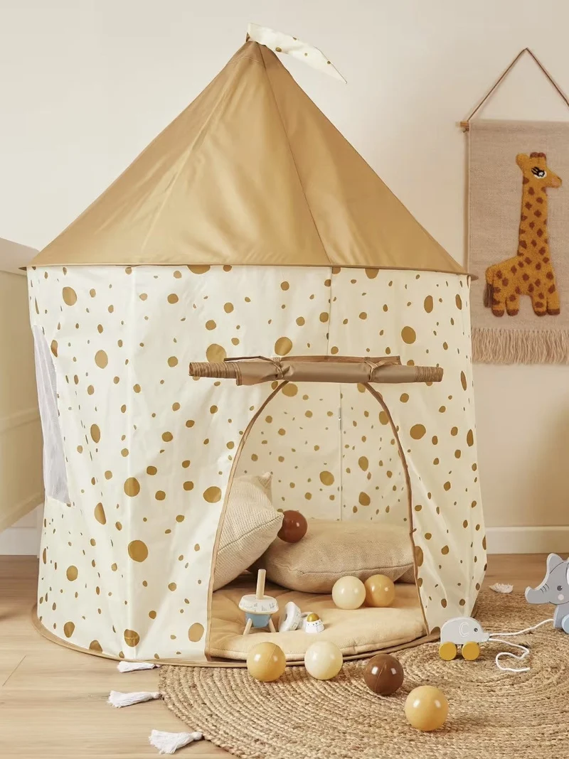 Tente de jeu bébé Pop-Up Dots – Beige caramel