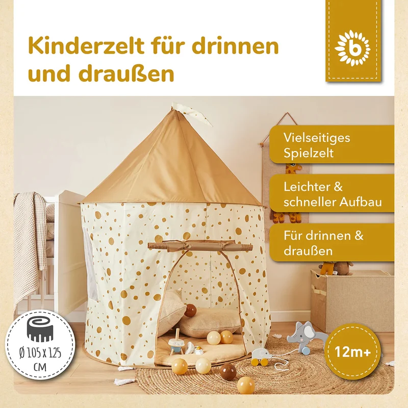 Tente de jeu bébé Pop-Up Dots – Beige caramel