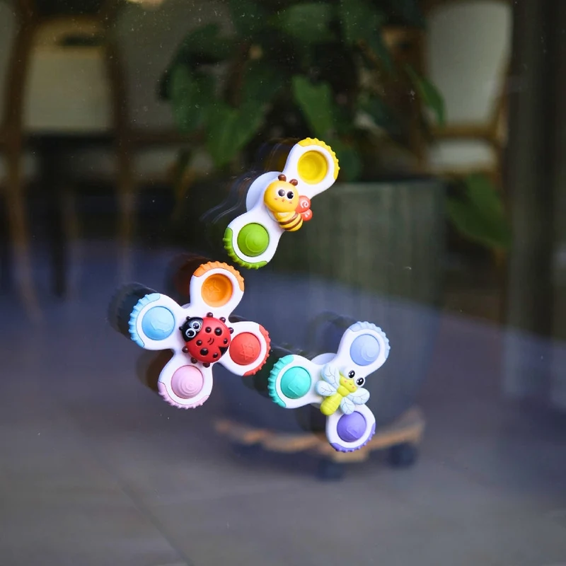 Jouets bébé ventouse sensoriels – Lot de 3 spinners