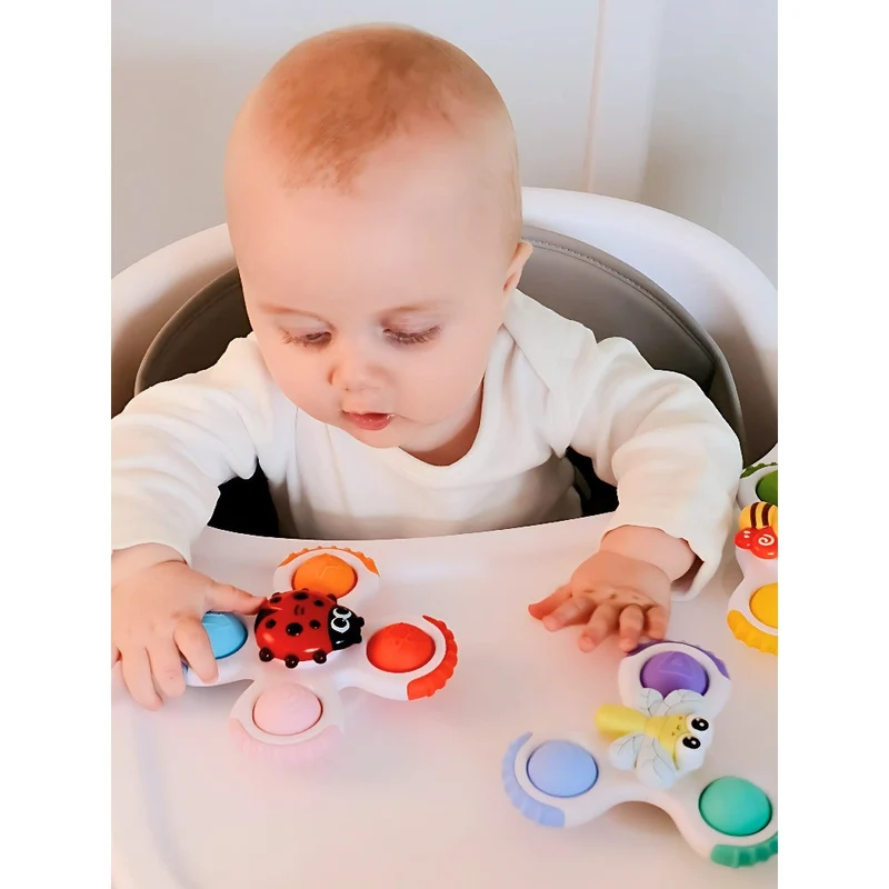 Jouets bébé ventouse sensoriels – Lot de 3 spinners