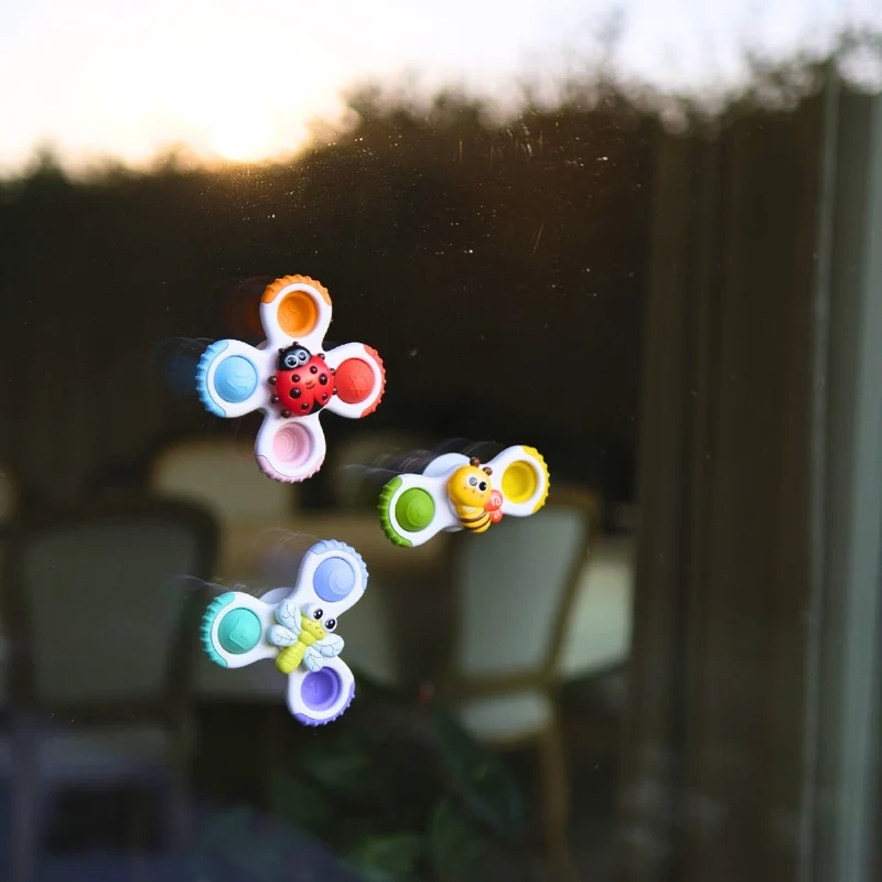 Jouets bébé ventouse sensoriels – Lot de 3 spinners