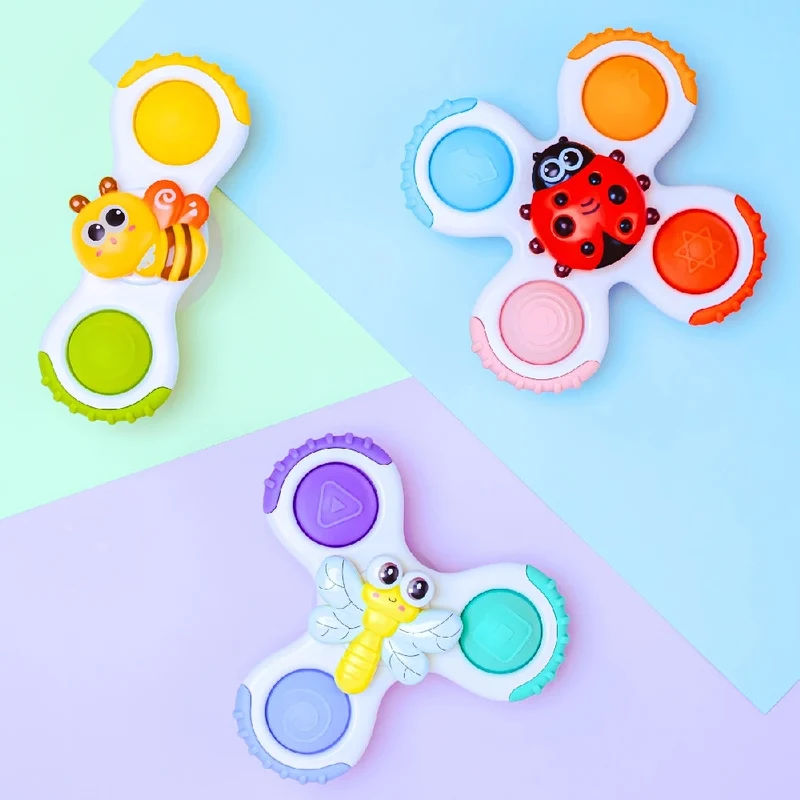 Jouets bébé ventouse sensoriels – Lot de 3 spinners