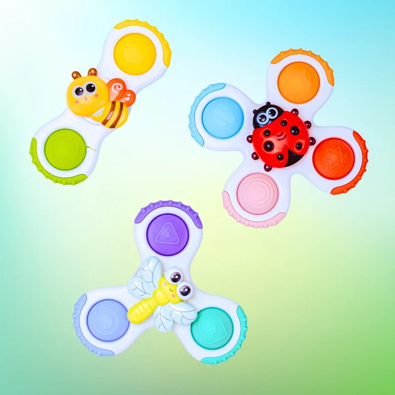 Jouets bébé ventouse sensoriels – Lot de 3 spinners