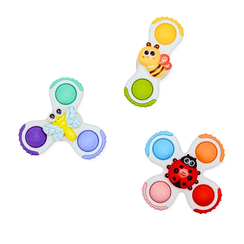 Jouets bébé ventouse sensoriels – Lot de 3 spinners