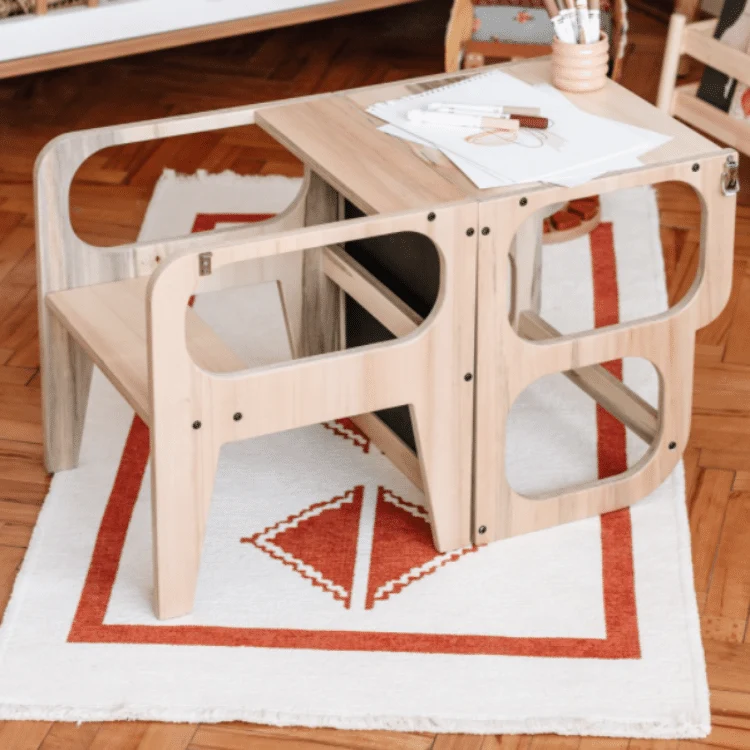 Tour Montessori 3‑en‑1 en bois – Observation, Bureau & Tableau | Le Petit Montessori