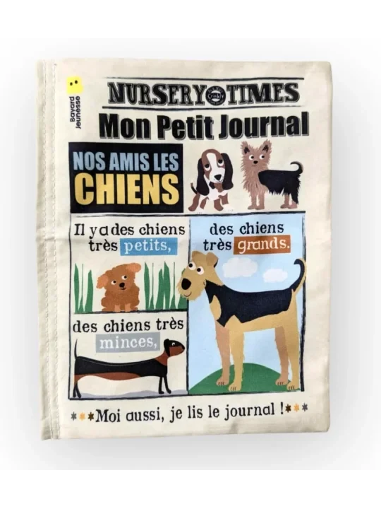 Livre bébé en tissu sensoriel - Mon petit journal chiens