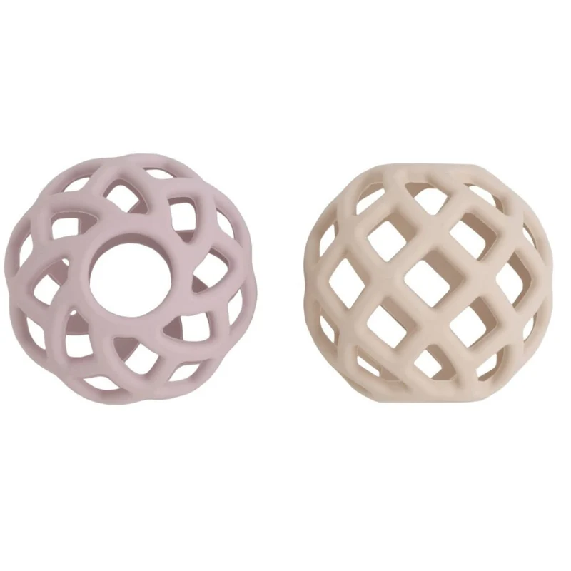 Jouet Balle Silicone – Lot de 2 balles en silicone vieux rose et warm linen