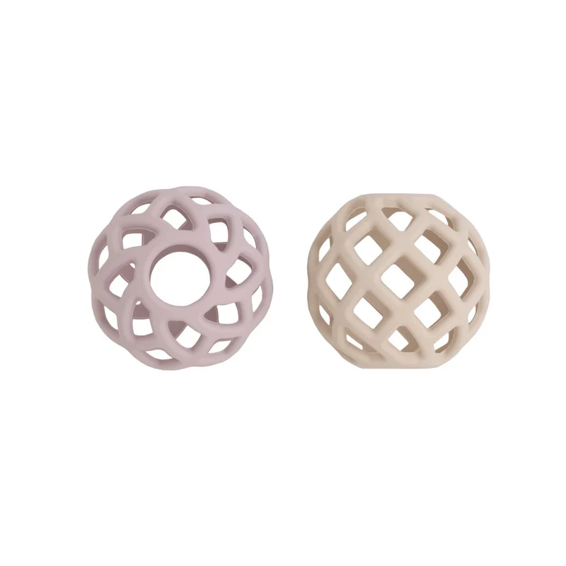 Jouet Balle Silicone – Lot de 2 balles en silicone vieux rose et warm linen
