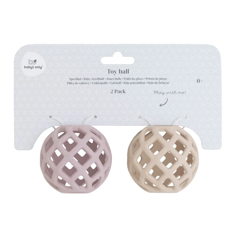 Jouet Balle Silicone – Lot de 2 balles en silicone vieux rose et warm linen