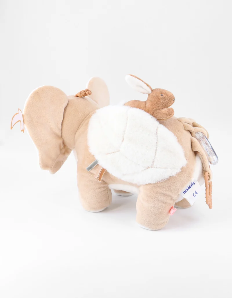 Peluche d'activités éléphant Bali en Veloudoux® et mousseline, caramel