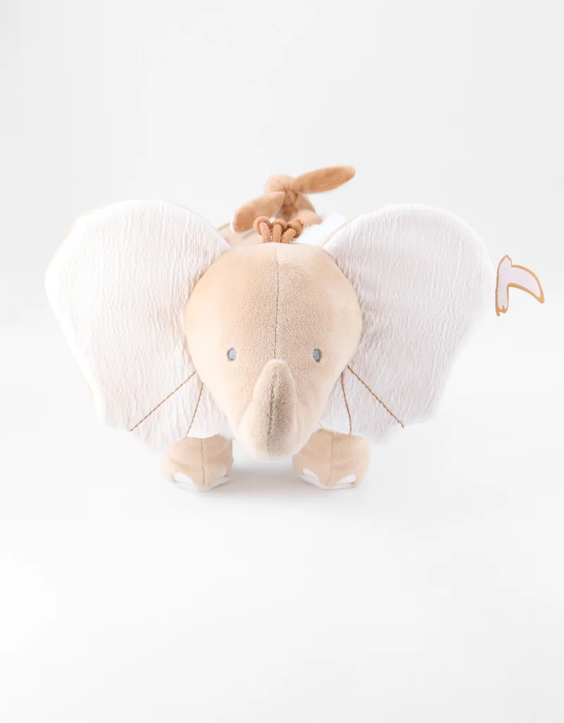 Peluche d'activités éléphant Bali en Veloudoux® et mousseline, caramel
