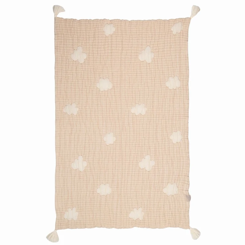 Couverture bébé mousseline matelassée – nuage beige en relief