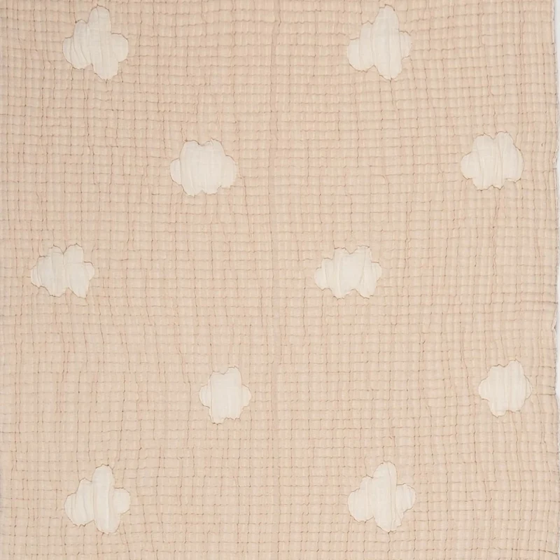 Couverture bébé mousseline matelassée – nuage beige en relief