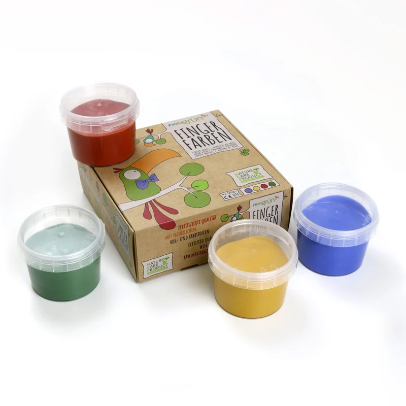 Coffret 4 pots peinture aux doigts naturelle & vegan “Aki”