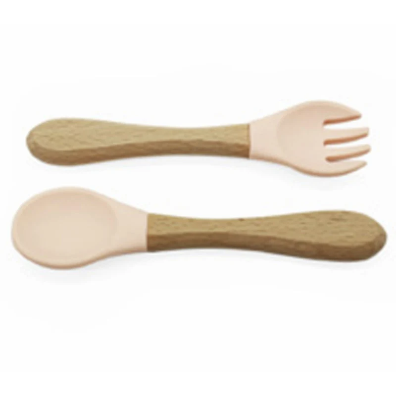 Couverts bois et Silicone flesh corail
