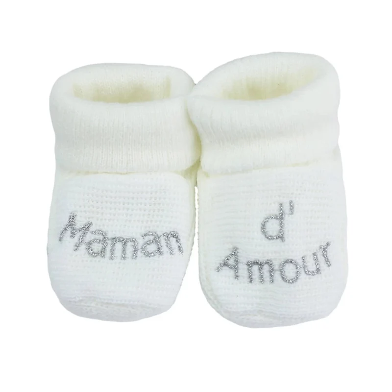 Chaussons bébé - Maman d'amour blanc