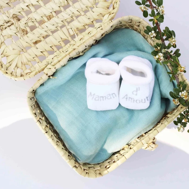 Chaussons bébé - Maman d'amour blanc