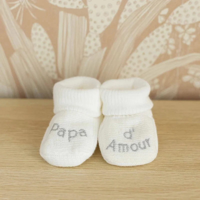 Chaussons bébé - Papa d'amour blanc