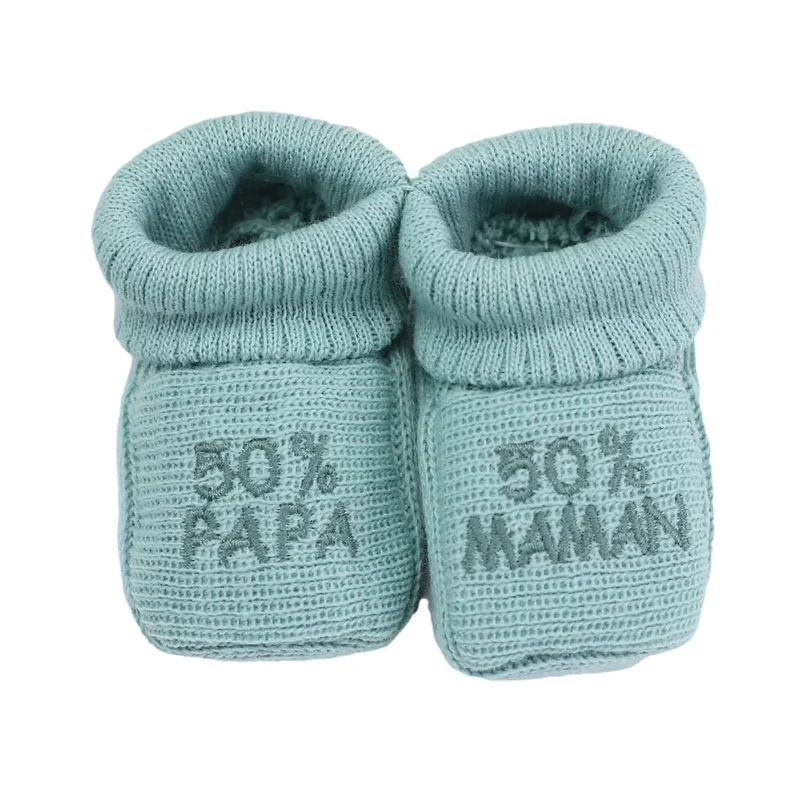 Chaussons bébé 50% papa/50% maman vert