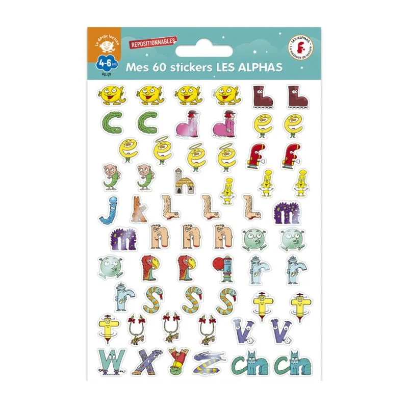 60 stickers 3D repositionnables Les Alphas