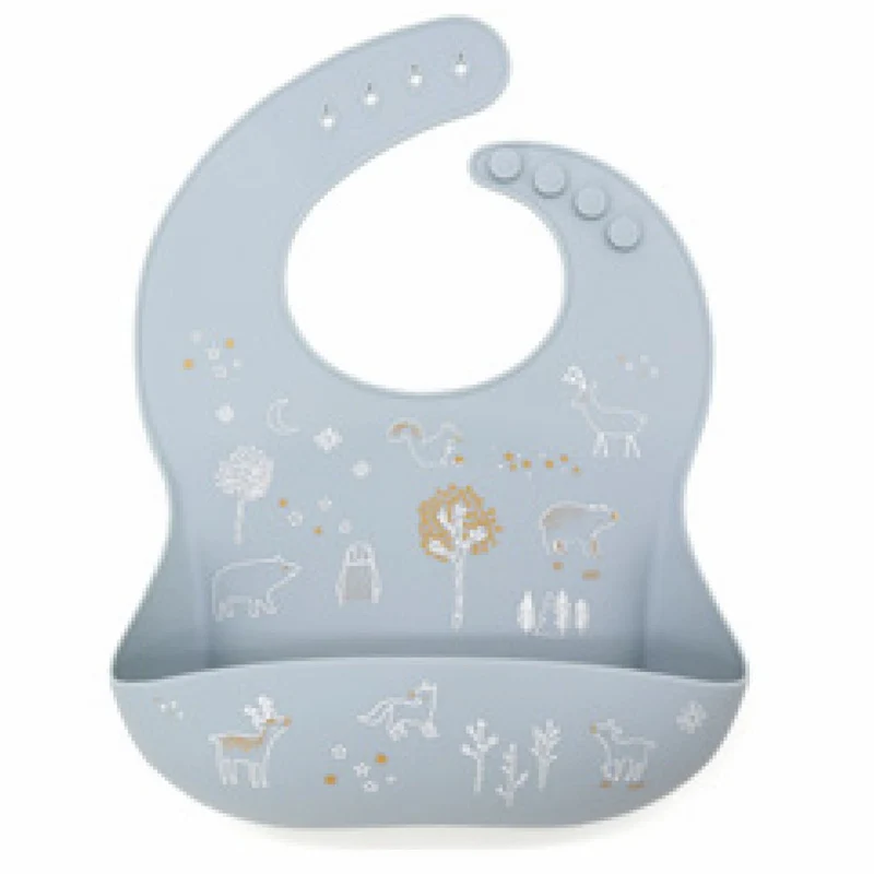 Bavoir silicone animaux de la forêt dusty blue