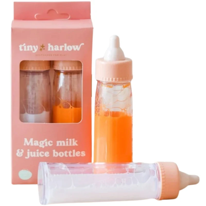 Duo de biberons magiques pour poupée – Tiny Harlow | Lait et Jus de fruit