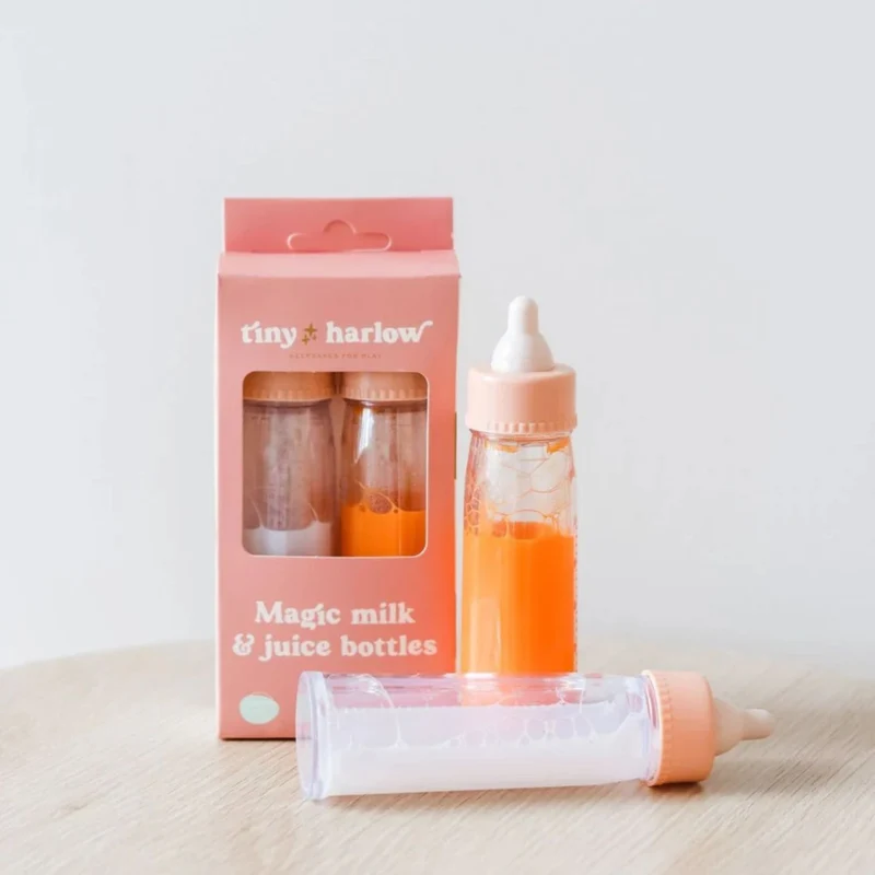 Duo de biberons magiques pour poupée – Tiny Harlow | Lait et Jus de fruit