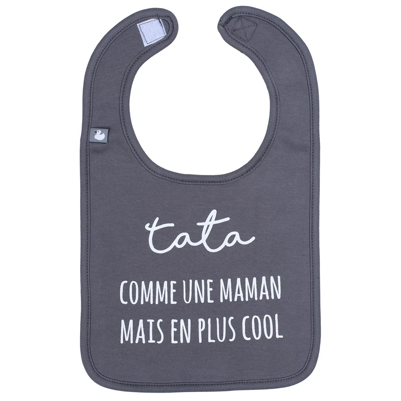 Bavoir “Tata comme une maman mais en plus cool” anthracite