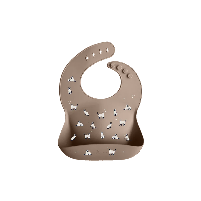 Bavoir en silicone – Minouche Taupe