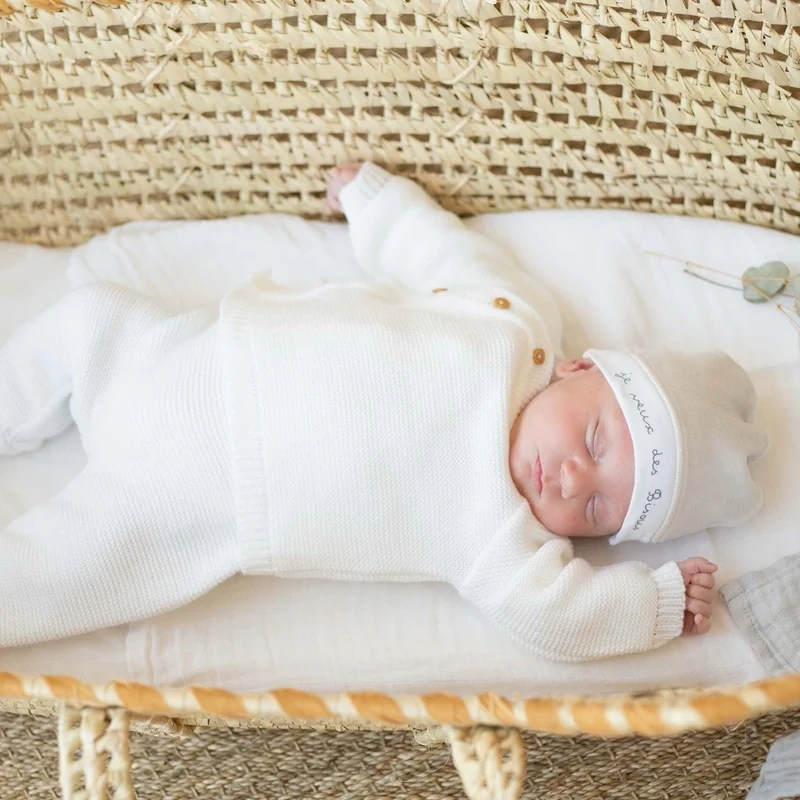 Pantalon naissance en maille blanc