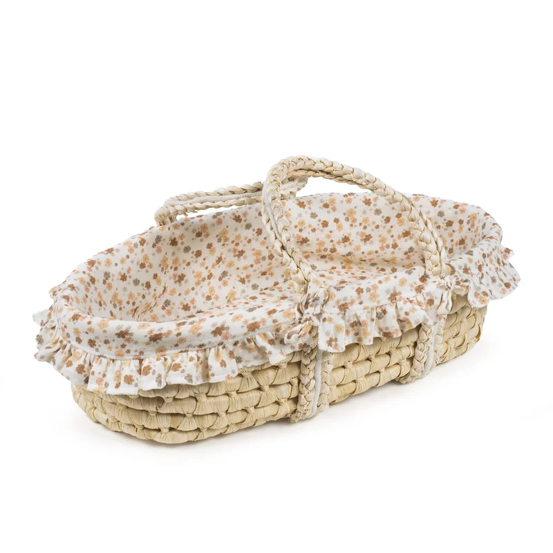 Panier Moïse Somerset – Couffin en osier fleuri pour poupées 30-42 cm