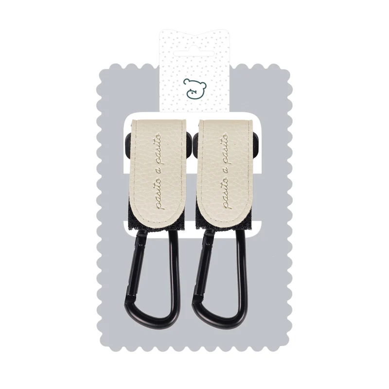 Lot de 2 crochets pour poussette Icon Crème – Similicuir élégant et résistant