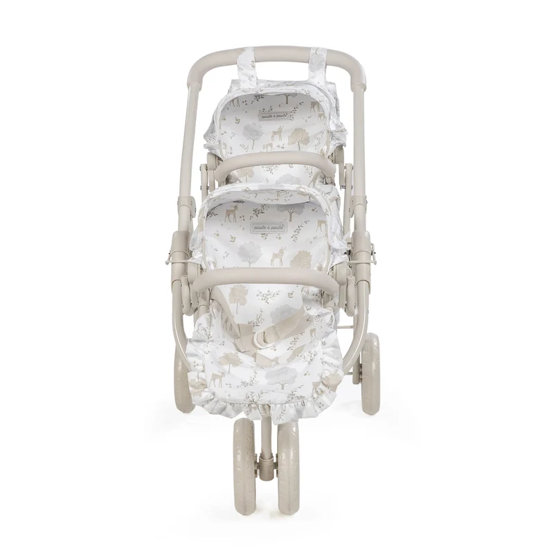 Landau jumeau Nara – Poussette double pour poupées avec sac assorti